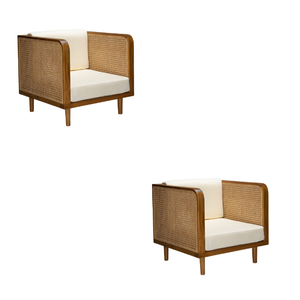 เก้าอี้โซฟาไม้แบบทันสมัยหรูหราสำหรับห้องนั่งเล่นเก้าอี้หวายหลังเบาะนุ่มสำหรับระเบียงเฟอร์นิเจอร์โซฟาเดี่ยว - Product Image 3