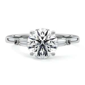 Anillo de tres piedras de oro macizo de 14K, Diamante redondo cultivado en laboratorio para mujeres, para propuestas de compromiso o regalos de aniversario para fiestas - Product Image 4