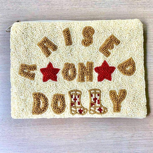 Square Shape Stylish Embroidery Pink Color Block Green Red <b>Glass</b> Beads Mini Zipper Coin Pouch for <b>girls</b> by MD HANDICRAFTS - Product Image 6