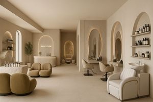 Espejo de Salón Comercial de Madera Estilo Vintage Moderno, Lavabo Versátil para el Cabello, Estaciones de Belleza/Barbería para Exteriores, Taller, Comedor, Gimnasio - Product Image 2