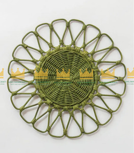 Retro Wedding Dining Rattan Charger Plates Handmade <b>Round</b> Rattan Charger Plate Floral <b>Placemats</b> Natural Rattan <b>Placemats</b> - Product Image 4