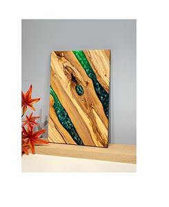 Tabla de cortar de resina y madera multicolor, herramienta versátil para cortar, rebanar, servir aperitivos y presentar alimentos. - Product Image 2