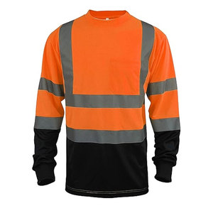 Camisas de manga larga de alta visibilidad para hombres y mujeres, camisas de seguridad reflectantes de alta visibilidad de clase 3, poliéster térmico compatible con ANSI - Product Image 3