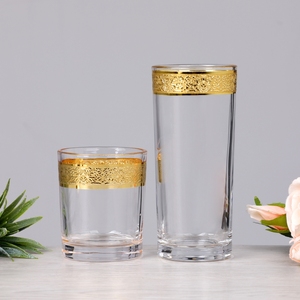 <strong>Vintage</strong> Crystal Etched Gold Rimmed Pattern <strong>champagne</strong> Flutes Cognac Cooler Cocktail Wine <strong>Glasses</strong> with Thick Gold Band Bottom - Product Image 5
