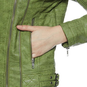 New Arrival Women's <b>Sheep</b> <b>Skin</b> Leather <b>Jacket</b> Zipper Fashionable PU Leather <b>Jacket</b> Breathable Windproof Wholesale Price Cotton - Product Image 6