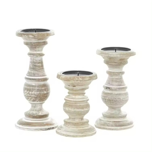 Portavelas votivo para Navidad, boda y decoración navideña, decoración de lujo antigua, portavelas decorativo de madera de mango para el hogar - Product Image 6
