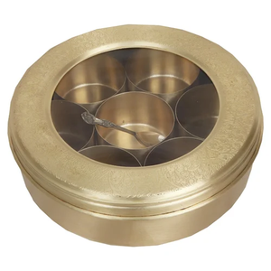 Boîte à épices en laiton personnalisée Ustensiles de cuisine Boîte à épices Masala carrée en laiton doré faite à la main pour boîte artisanale d'épices - Product Image 1