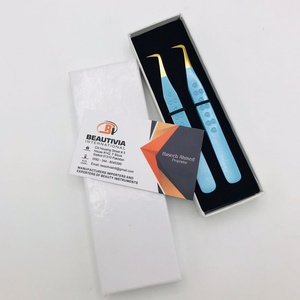 Pince à épiler professionnelle d'extension de cils de volume de botte de 90 degrés pince à épiler à pointe de fibre d'acier inoxydable de marque privée - Product Image 5