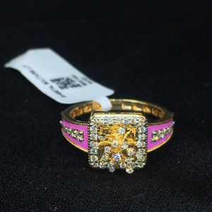 แหวนทองคลาสสิกประณีตงดงามสีชมพูเคลือบประกาย Si ความชัดเจนเครื่องแต่งกายในชีวิตประจำวันประดับแหวนชั้นดีหมวดหมู่สินค้า - Product Image 1