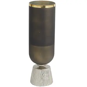 Bougeoirs décoratifs modernes en aluminium, à bords perlés, faits à la main, portables, gravés, métalliques, pour anniversaire - Product Image 1