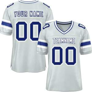 Malla de poliéster transpirable Ropa deportiva de fútbol americano Manga de secado rápido Rayas OEM Logotipo del equipo personalizable Números Tallas grandes - Product Image 1