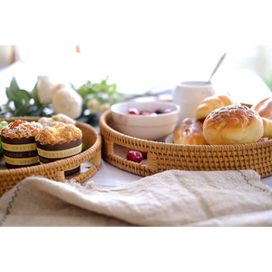 Premium Round Rattan Designer <b>Tray</b> Handwoven Serving Accessory for Dining Home Decor and Elegant <b>Table</b> Styling - Product Image 6