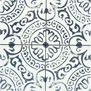 8x8ลายดอกไม้สีฟ้าสีขาวพอร์ซเลนกระเบื้องผนังพื้น squarefeet Depot มันวาว/เคลือบด้านสำหรับตกแต่งภายใน firebrick Anti-SLIP - Product Image 1