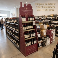 Présentoir à vin rouge en PVC à 4 niveaux Apache Custom, sur pied, pour bouteilles, OEM ODM, vente en gros pour les magasins de spiritueux et les caves à vin