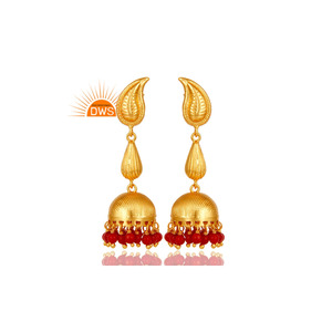 Best Selling Sterling <b>Silver</b> 18K Gold Plated Natural Coral Cultured Gemstone Dangle Earring Demi Fine Jewelry Manufacturer - Product Image 3