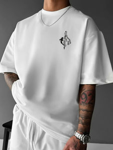 Sword Print 100% Cotton Men Women T-<b>shirt</b> Summer Autumn Daily Outdoor Sports Casual Loose Street Short-sleeve - Product Image 4