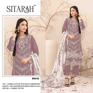 Ropa de fiesta de diseñador Exclusivo Atractivo Pesado Cambric Algodón con bordado Secuencia Trabajo Salwar Traje - Product Image 1