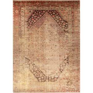 Alfombras de Lana Anudadas a Mano Aalam, Diseño Floral y Abstracto en Rojo y Naranja, Rectangulares de 9x12, para Entrada y Sala de Estar, PAEM-1444 - Product Image 1