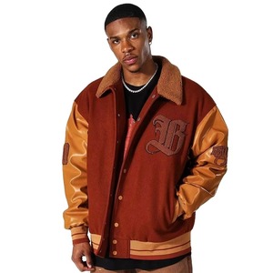 Blouson universitaire en laine pour homme, personnalisé, style streetwear, avec appliques en chenille, type baseball, bomber, hiver, haute qualité, vente en gros - Product Image 1
