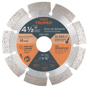 Disque abrasif diamanté haute densité Truper DID-345 4-1/2 pouces pour le meulage du béton, épaisseur 10 mm, diamètre 115 mm, meuleuse d'angle - Product Image 3