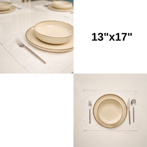 Set de 8 napperons blancs 100% coton avec motif de fleurs Tapis de table décoratifs 35x45cm Accessoire de table à manger élégant et durable - Product Image 6