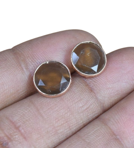 925 <b>Sterling</b> <b>Silver</b> Handmade Gemstone Smoky Topaz Spinner <b>Stud</b> <b>Earrings</b> Jewelry 925 Solid Women Girls Wedding Gift <b>Stud</b> <b>Earrings</b> - Product Image 1