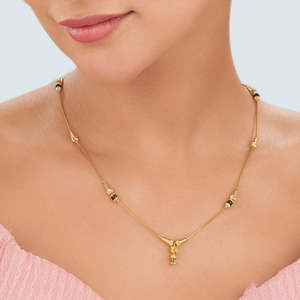 Collier de perles fines pour femmes, Mangalsutra moderne en or, « Savoir-être sacré » - Product Image 2