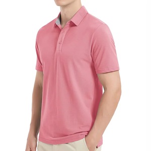 <b>Men's</b> Beige Short Sleeve Polo Shirt Solid Color Pique Knitted Casual Breathable Regular Fit - Product Image 2