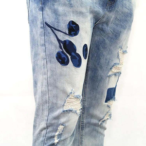 Nouveau à la mode Vintage conception personnalisée motif solide de haute qualité 100% coton Denim pantalon respirant broderie bas prix bas quantité minimale de commande - Product Image 2