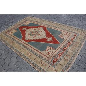 Alfombra Turca de 5.4x8.4 pies, Alfombra Vintage Grande, Alfombra Azul Camuflaje - Product Image 2