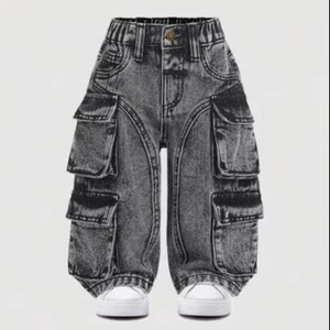 กางเกงยีนส์ขาดทรงสลิมฟิตสำหรับผู้ชายสไตล์นักท่องออสเตรเลียมีกระดุมผ้าฝ้ายเดนิมมีกระเป๋า - Product Image 1