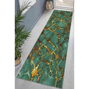 Tapis en marbre vert et or : Décoration moderne pour la maison, tapis doux non tissé - Product Image 5