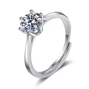 R5395 925 Sterling Silver Ring 0.5Ct Moissanite GRA Certificate Wedding Engagement Gift Ring For Women