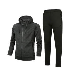 Men's Winter <b>Fleece</b> <b>Hoodie</b> Jogger Set Zipper Tracksuit with DTF DTG Screen and Digital Printing Sublimation in Solid Color - Product Image 2