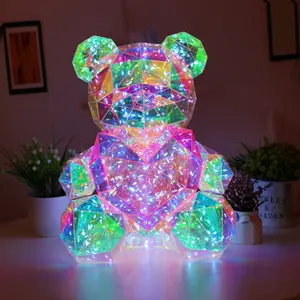 CLBX 2024 Novelty Gifts Valentines Day PVC Holographic Foil USB Plug Polar Bears Christmas Lights LED Glow Teddy Bear