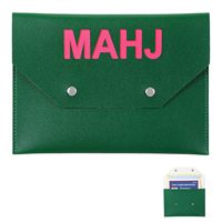 Mahjong-Karten 2026, offizielle Mahjong-Karten-Tasche, gelbe Leder-Mahjong-Karten-Clutch-Halterung