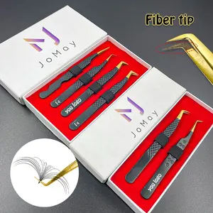 90 Degree Black Lash Tweezers Packaging Private Label Stainless Steel Lash Extensions Tweezers Fiber Tip Custom Eyelash Tweezers