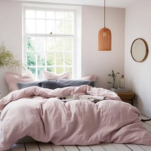 Juego de Edredón de Lino Europeo de Lujo de 200 Hilos, 3 Piezas, Tamaños Queen/King, Fundas de Almohada de Lino Puro, Antiestático, con Volantes, para Bodas y Hogar - Product Image 1