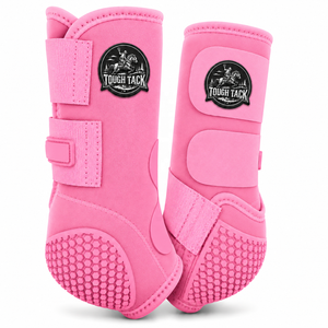 Protège-jambes pour chevaux Tough Tack en microfibre rose avec semelle Hex Grip pour l'équitation 2026 - Product Image 1