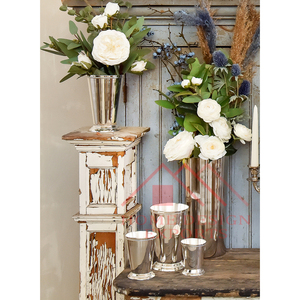 Ensemble fini or 2025 de 3 vases à fleurs en métal Arrangements de mariage Vases décoratifs en métal - Product Image 2