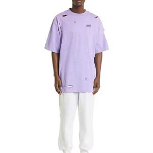 T-shirt ample uni imprimé et délavé pour homme, vêtement d'été, 100% coton, écologique, respirant, séchage rapide, fabriqué au Pakistan - Product Image 4