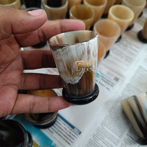 Verre à liqueur en corne rustique pour whisky vin bière fabriqué à la main corne de buffle naturelle gobelet gobelet calice Bar cadeau décor - Product Image 3