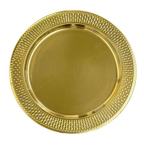 Assiette de présentation ronde en métal doré de style designer, vaisselle et assiettes faites à la main pour les dîners de mariage luxueux, décoration - Product Image 3