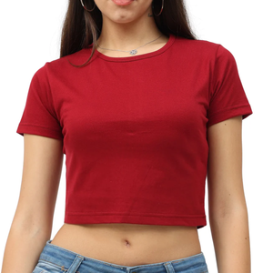 Top corto de algodón lavado de silicona 100% para mujer, camisetas de estilo informal con patrón sólido, característica comprimida 180 GSM - Product Image 3