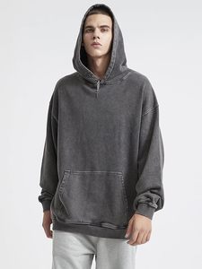 Sudaderas con capucha lavadas pesadas para hombres de alta calidad 100 presente algodón Vintage lavado ácido desgastado con logotipo personalizado - Product Image 4