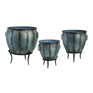 กระถางโลหะสีเงินฤดูใบไม้ผลิชนบทยืนภาชนะบรรจุชุด3สำหรับวัตถุประสงค์การตกแต่งในร่มกลางแจ้ง - Product Image 2