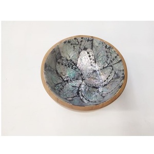 Ensaladera de madera decorativa esmaltada de dos tonos pequeña, cuenco de madera de mango con diseño impreso personalizable para uso multiusos - Product Image 4