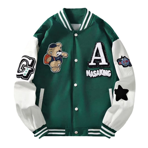 Veste universitaire Boxy en laine pour hommes OEM personnalisée lettre université patchs en chenille logo brodé pour hommes - Product Image 3