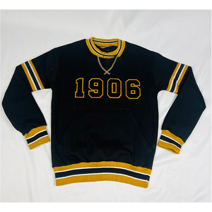 TITLISTS Alpha Noir Chenille Stripe Arm Crewneck-Sweat-shirt brodé de lettres grecques avec poche kangourou - Product Image 5