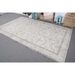 Grand tapis vintage 6,2x9,9 pi (188x301 cm), tapis turc blanc à bordures - Product Image 2